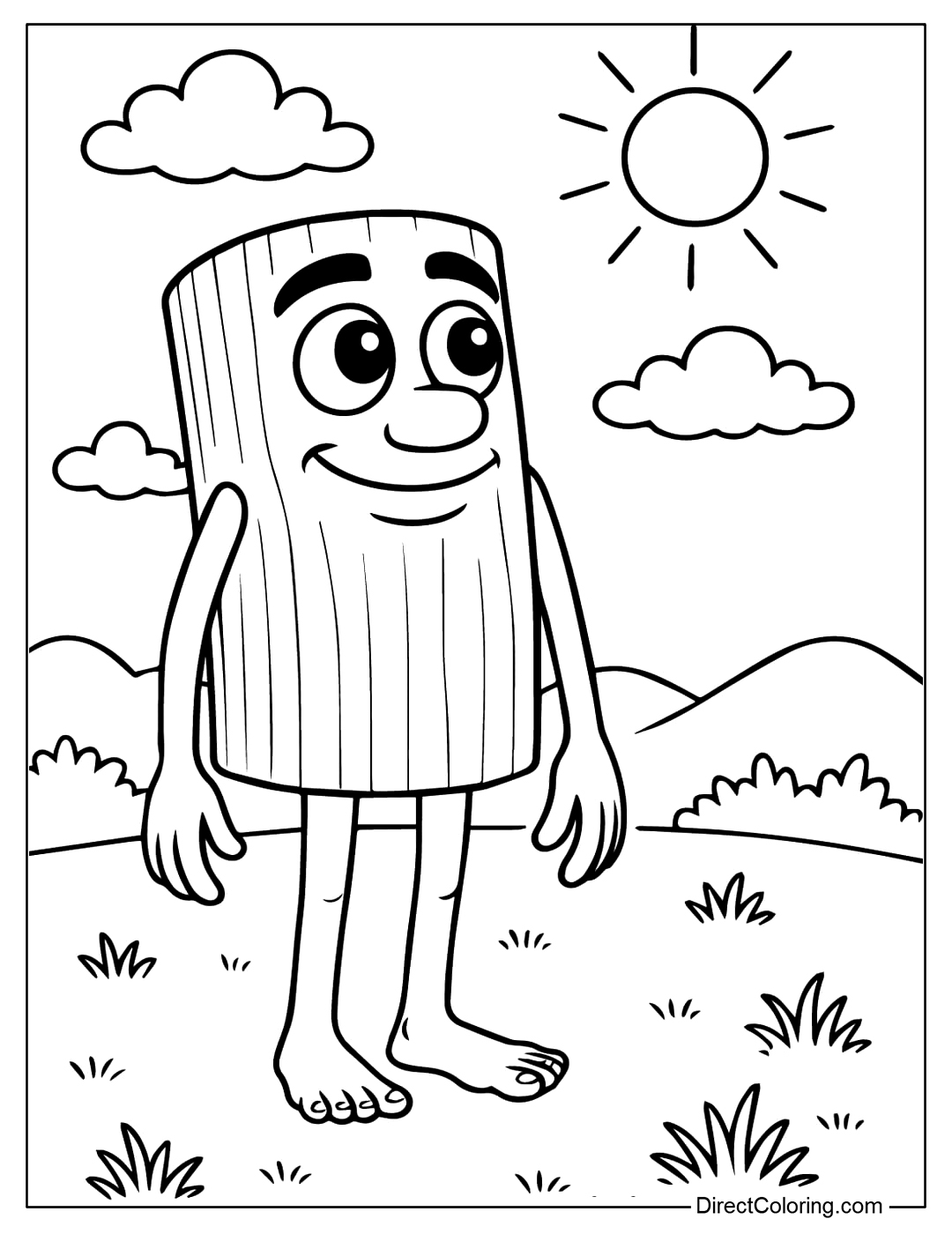 Tung Tung Tung Sahur with Sun  Coloring Page Free
